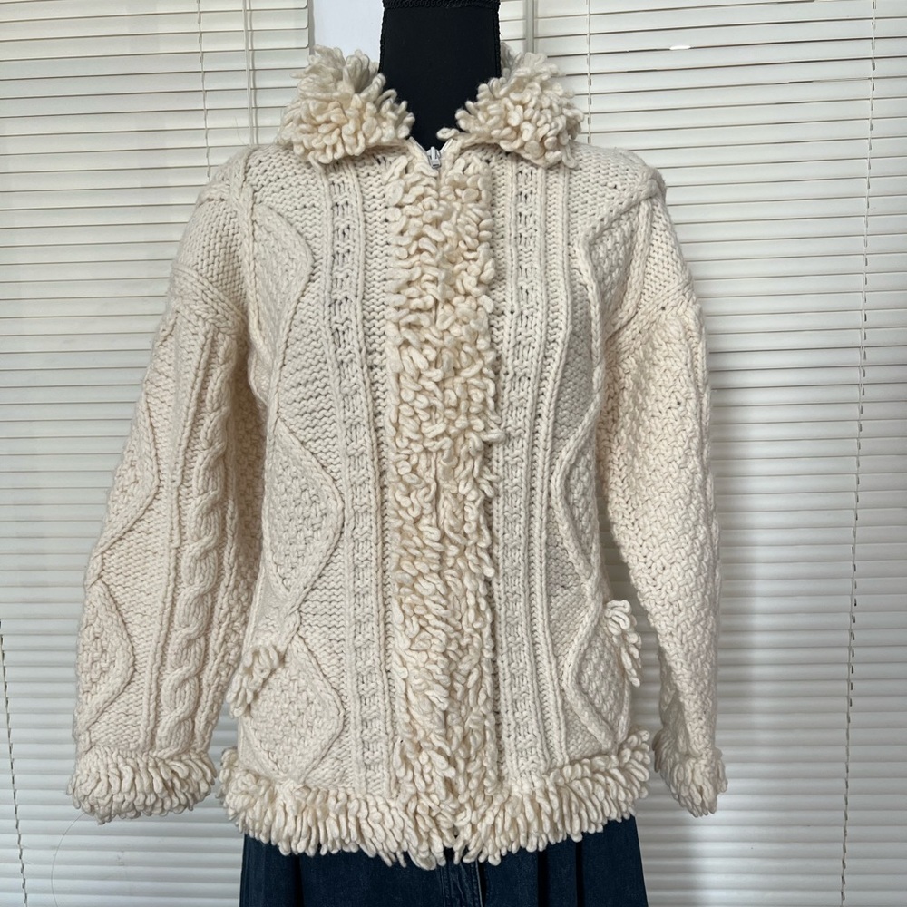 Wool knit zip up